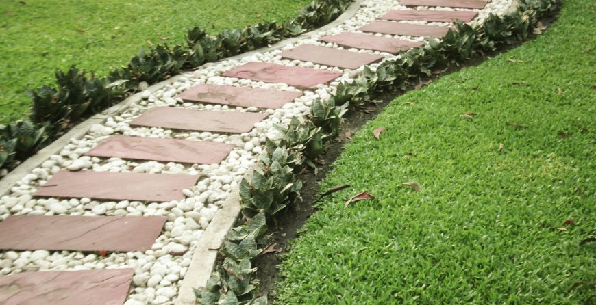 Stone walkway in garden