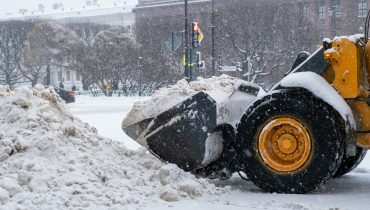 Large-scale snow-plowing equipment taking part in snow removal